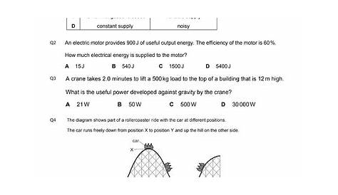 energy work and power worksheet answers
