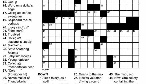 Free Printable Crossword Puzzles Medium Difficulty | Free Printable