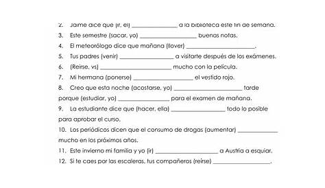 spanish future tense worksheets