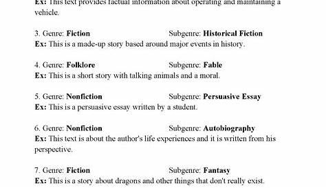 genre and subgenre worksheet 4