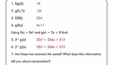 Composite Function Worksheet Answers - Ivuyteq