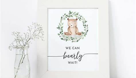 We Can Bearly Wait Sign Printable Bear Baby Shower Signs Bear - Etsy