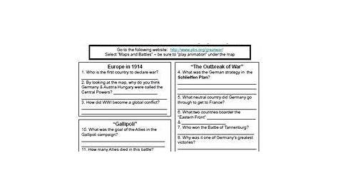 The World Wars Worksheet Answers - Worksheetpedia
