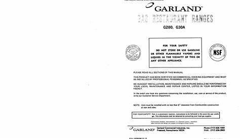 GARLAND G280 INSTALLATION & OPERATION MANUAL Pdf Download | ManualsLib
