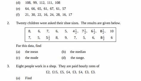 stats worksheets