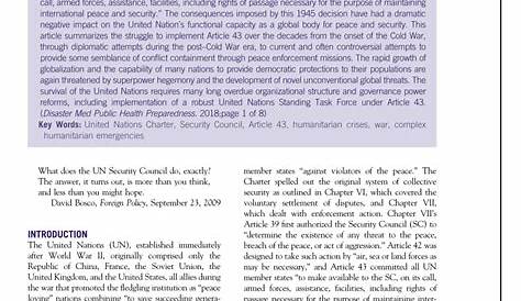 (PDF) United Nations Charter Chapter VII, Article 43: Now or Never