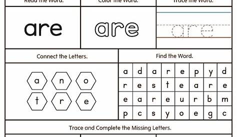 *FREE* High-Frequency Word ARE Printable Worksheet | MyTeachingStation.com