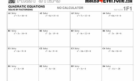 solving quadratic equations by factoring worksheets answers