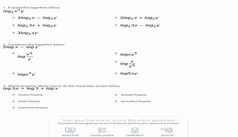 logarithm solve worksheet answers