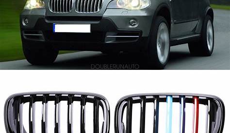 Glossy Black M-Color Front Grille Grill Kidney For 2007-2013 BMW X5 X6