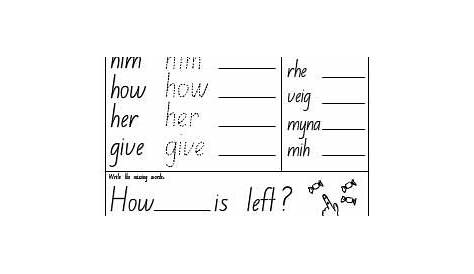 high frequency words printable