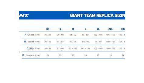 giant bicycles size chart