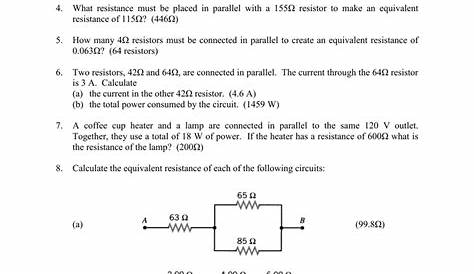 circuit diagram calculations worksheet