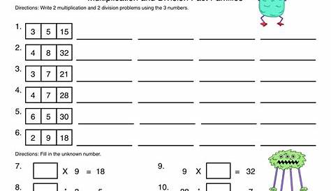 fact family worksheets multiplication and division