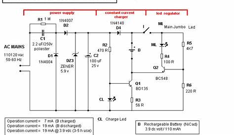 circuit diagram of a rechargeable lamp