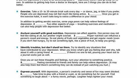Teenage Depression Worksheet - Free Esl Printable Worksheets Made