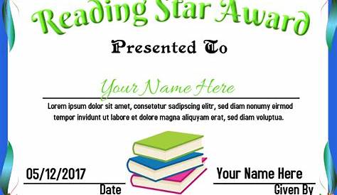 reading certificate for students