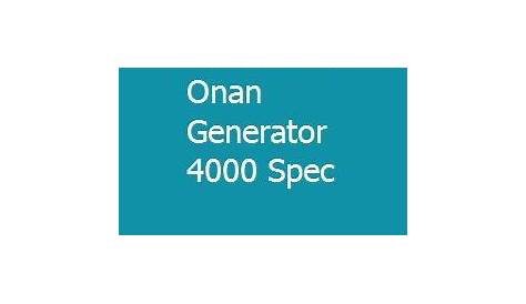 Service Manual For Onan Generator 4000 Spec | Onan generator, Onan