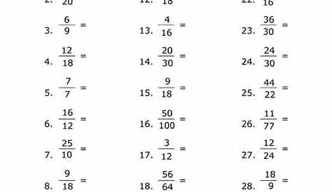 reduce fractions worksheets