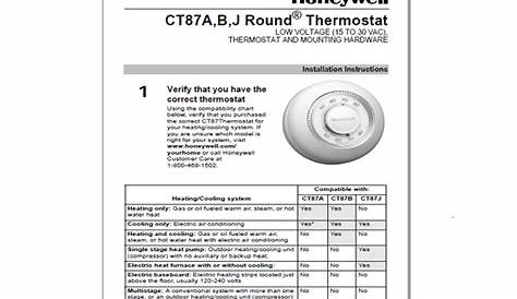 Honeywell CT87A,B,J Round® Thermostat Manual - Manuals Books