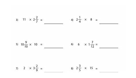 Multiplying Mixed Numbers with Whole Numbers Worksheets