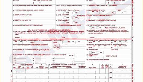 printable health insurance claim form 1500