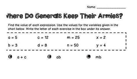 introduction to algebra worksheets