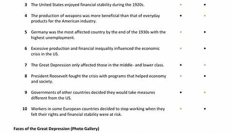 the great depression worksheet answer key
