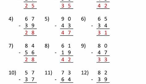 grade 2 two digit subtraction worksheet