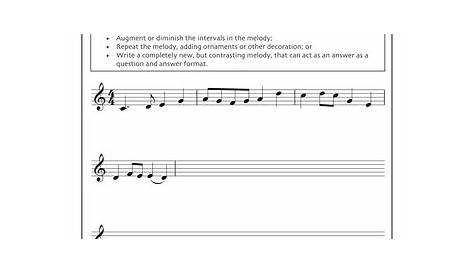 melody worksheet for 1st grade