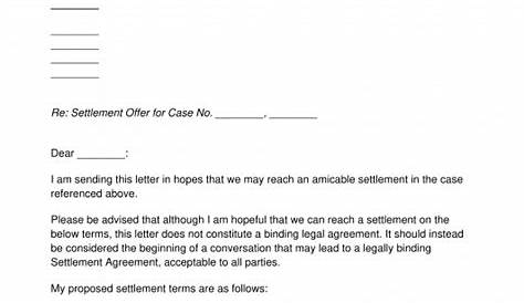 Settlement Offer Letter - Template - Word & PDF