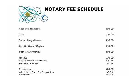 Mobile Notary: Fee Schedule