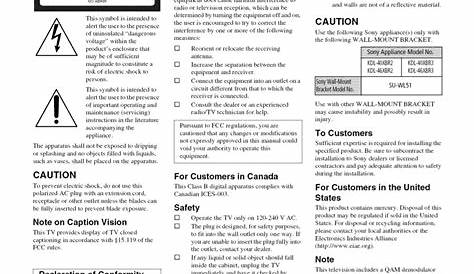 PDF manual for Sony TV BRAVIA KDL-40XBR3