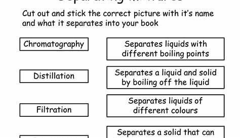 separating mixtures worksheets with answers