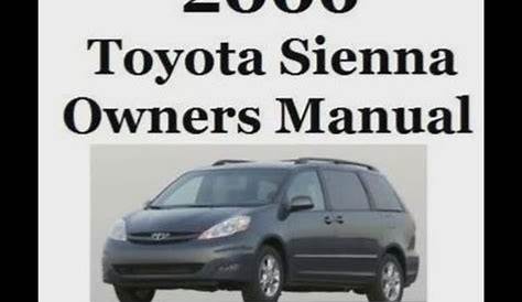 2006 TOYOTA SIENNA OWNERS MANUAL PDF
