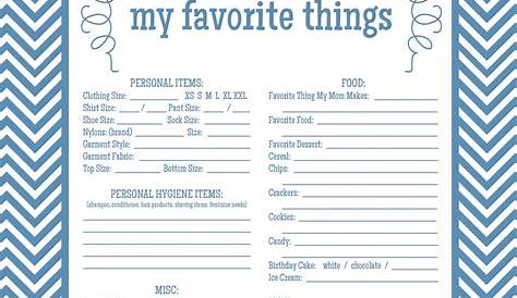 Missionary Mail: "My Favorite Things" printable