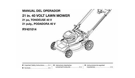 RYOBI RY401140 40V HP Brushless 21" Self-Propelled Mower Owner Manual