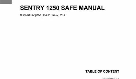 sentry safe sfw205gpc owners manual