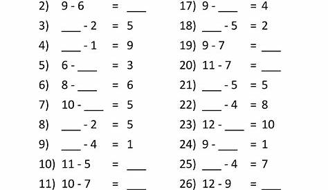 subtraction worksheets for grade 1 within 10