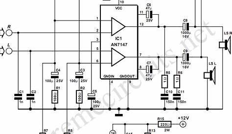 5.3W Amplifier With Surround System | Circuit diagram, Amplifier