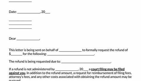 sample request for refund letter