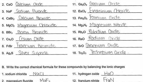 Ionic Compounds And Metals Worksheet Answers