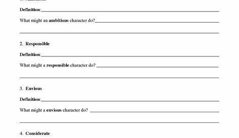 Characterization Worksheets | Ereading Worksheets
