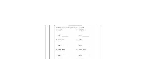 gcf polynomials worksheets