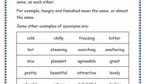 Grade 3 Grammar Topic 27: Synonyms Worksheets - Lets Share Knowledge
