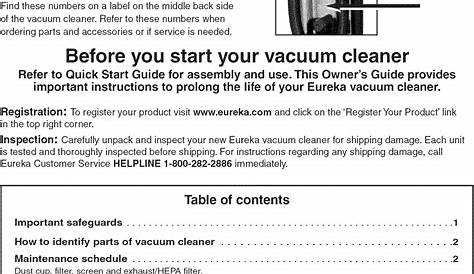 Eureka AS1001A 1510360L User Manual VACUUM Manuals And Guides
