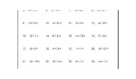 Grade 7 7th Grade Math Integers Worksheet - Thekidsworksheet