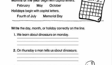 month and holidays worksheet