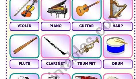musical instruments worksheets
