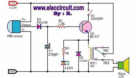 PIR. motion sensor alarm circuit under Repository-circuits -40875